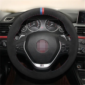 

OLPAY DIY Black Suede Car Steering Wheel Cover for BMW F20 2012-2018 F45 2014-2018 F30 F31 F34 Soft Comfortable Durable