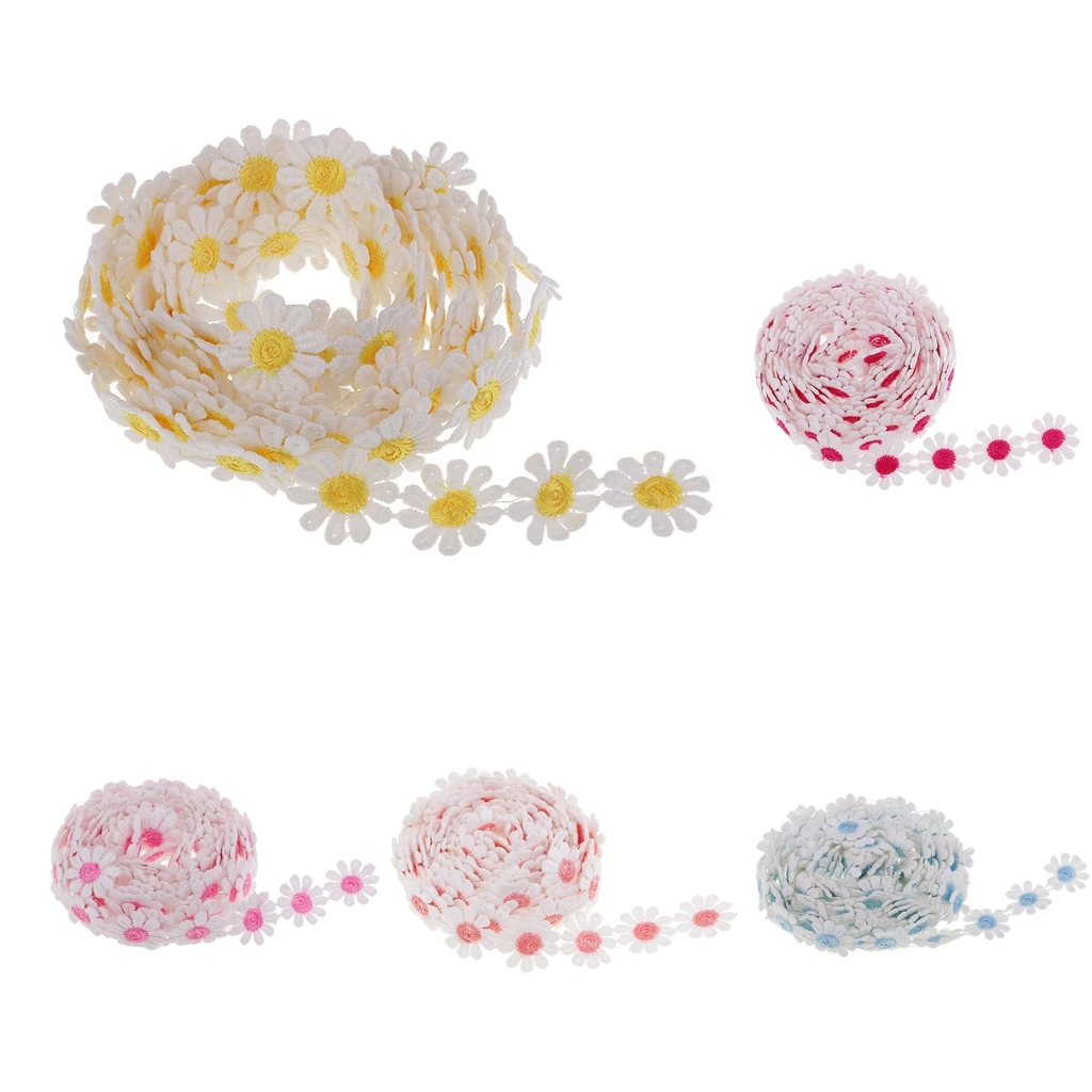 3 ярда вязания крючком шикарная кружевная отделка ромашки лента пришить цветок