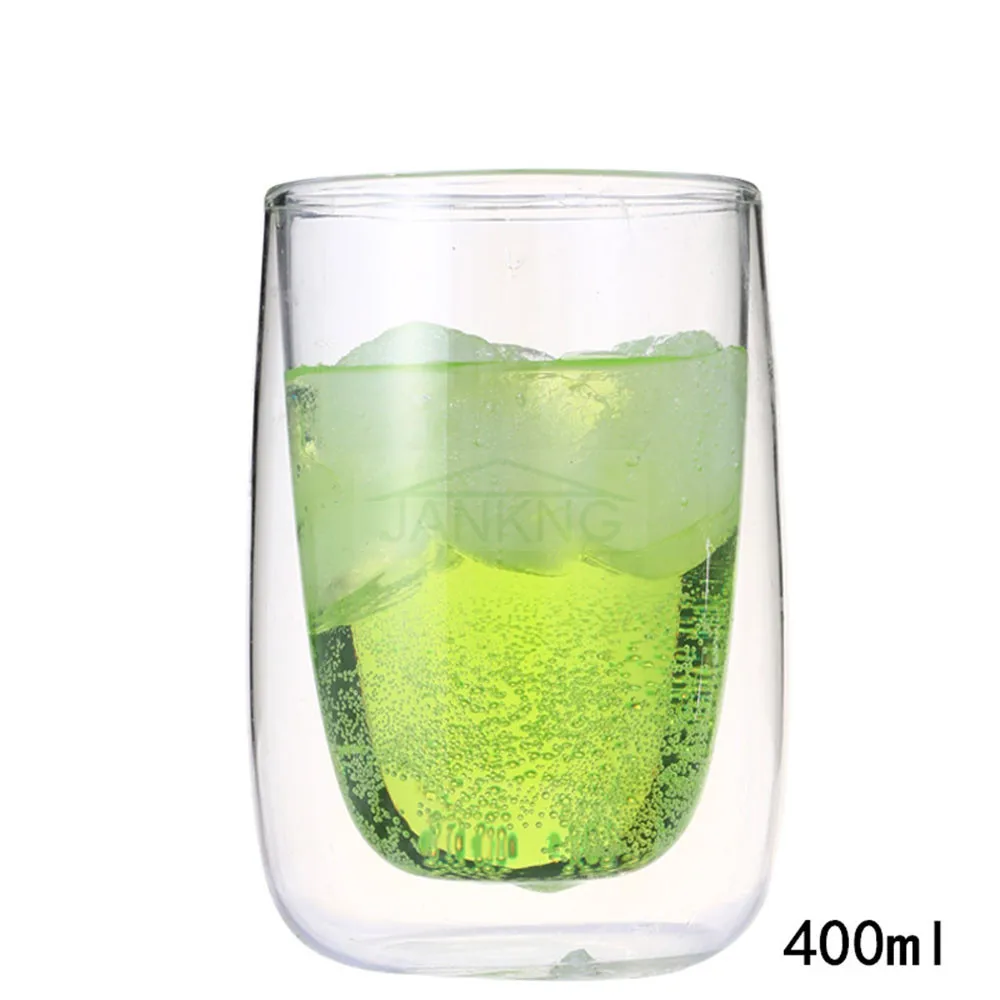 400ml Молочный чай двухслойные кофейные кружки многоразовые чашки для напитков с термоизоляцией, двойной стеклянный чайный стаканчик для дома вечерние аксессуары офисная чашка - Цвет: 400ml