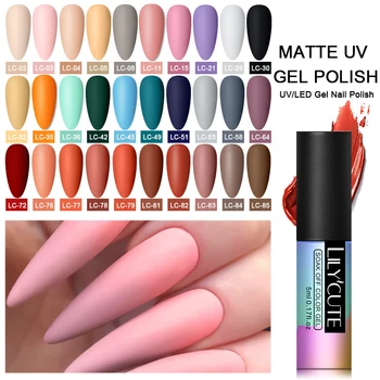 

LILYCUTE 5ml Matte Gel Nail Polish Soak Off UV Gel Semi Permanent Pink Grey Color Gel Varnish Long Lasting Gel Nail Art Varnish