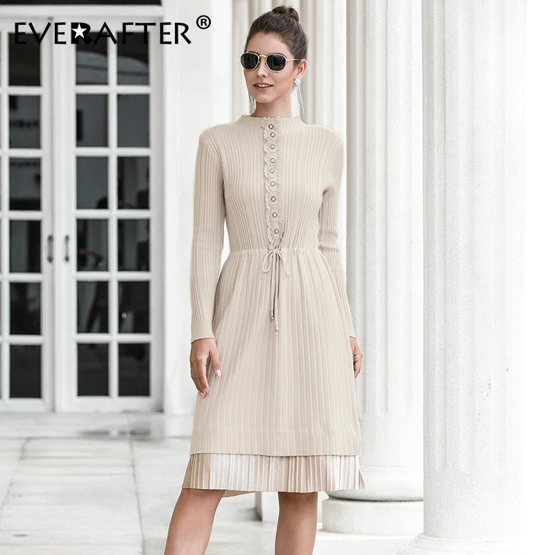 drawstring sweater dress