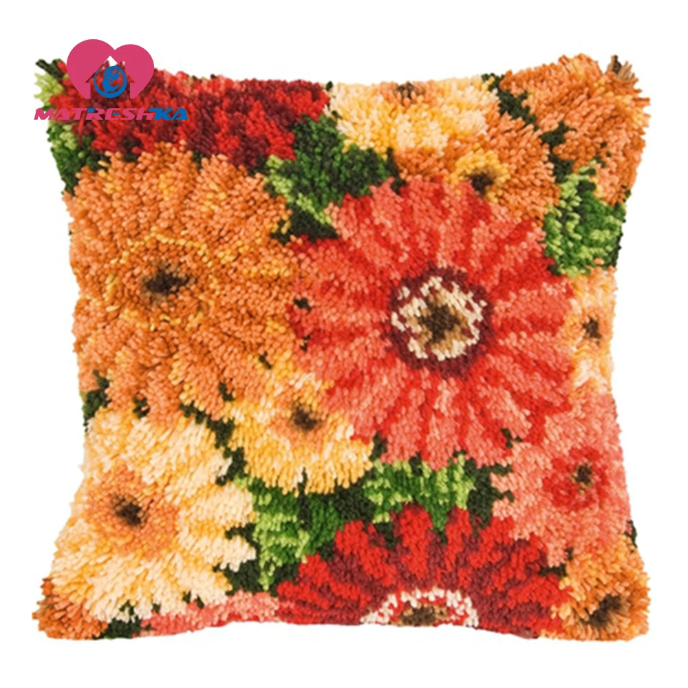 latch hook pillow carpet embroidery do it yourself cross stitch pillow Flowers Foamiran for crafts diy rugs home decoration