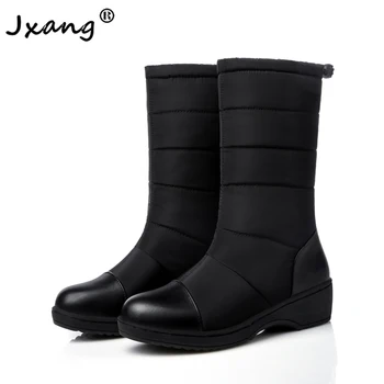 

JXANG Fashion Big size warm snow boots women platform boots solid color waterproof winter woman down boots Female footwear