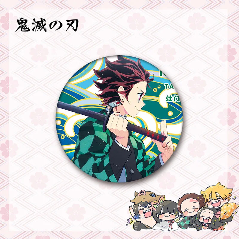New Anime Demon Slayer 58mm Anime Tinplate Nezuko Tanjirou Butterfly Bear Badge Ornament Backpacks Bag Badges Button Brooch Pins