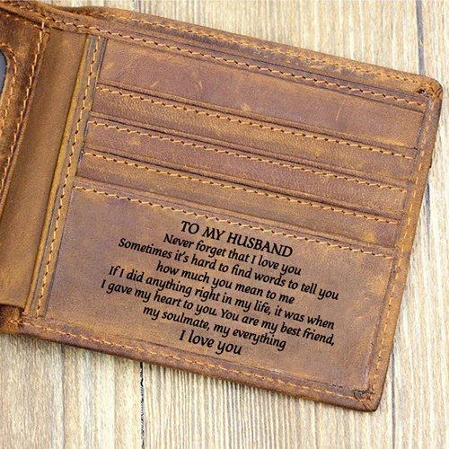 

To my husband Slim Mens Leather RFID Blocking Minimalist Card Front Pocket Bifold wife to husband in Gift Box