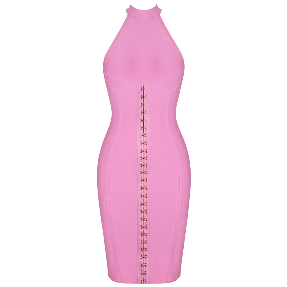 Ocstrade Rayon Bandage Dresses New Arrivals Women Sexy Sweet Pink Bandage Dress Bodycon Night Club Party Dress