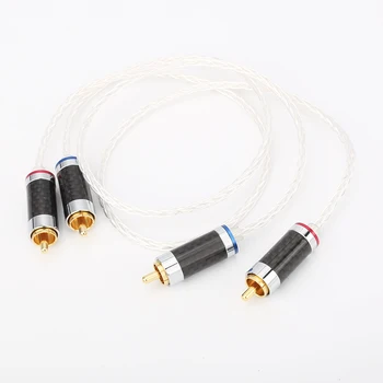 

Hifi 0.8mm 7N OCC Silver/Gold plated earphone Amplifier CD DVD player audio interconnector RCA line cables