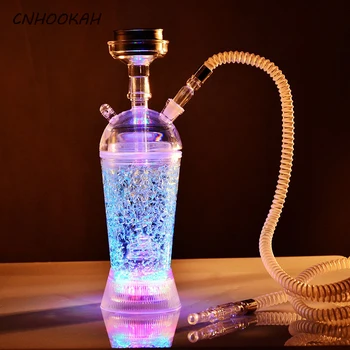 

CNHOOKAH nargile Acrylic Hookah Arab shisha Aluminum Alloy Hookahs LED Light Base narguilé Five colors sheesha New Waterpijp