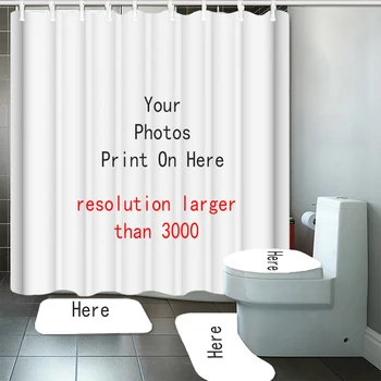 

Customized Shower Curtain Set Waterproof Polyester Bathroom Curtains Non-Slip Rugs Bath Mat Set for The Bathroom with 12 Hooks