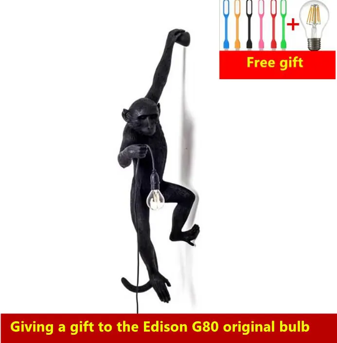 Online Harz Schwarz Weiß Affe Lampe Anhänger Licht Für Wohnzimmer Lampen Kunst Parlor Studie Zimmer Led leuchten glanz Mit E27 led lampe