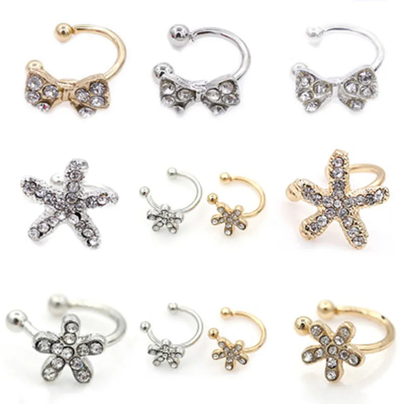 

Fashion U Clip Ear Bone Clip Inlaid Crystal Bow Flower Earless Ear Clip Female Statement Jewelry Accessories Factory Gift WD462