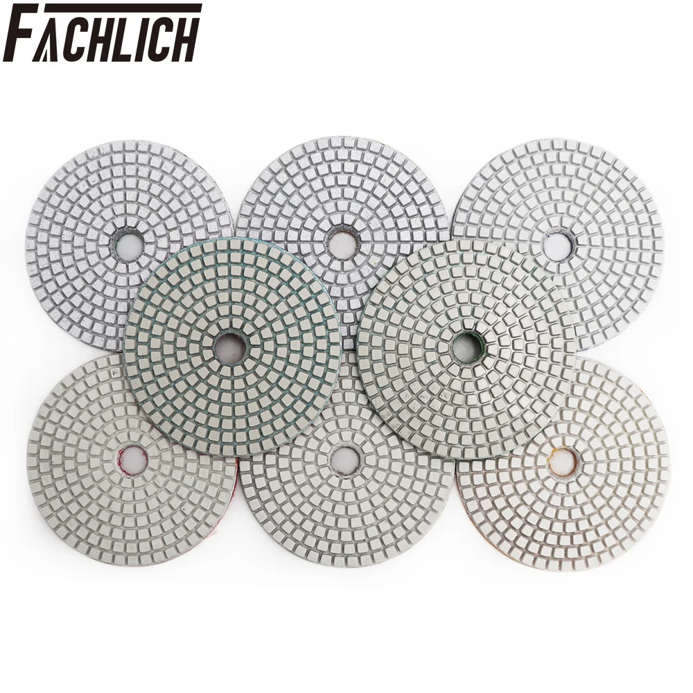 

FACHLICH 8pcs/set Dia 100mm/4" Wet Diamond Resin Bond Sanding Disc Flexible Polishing Pads For Stone Granite and Marble