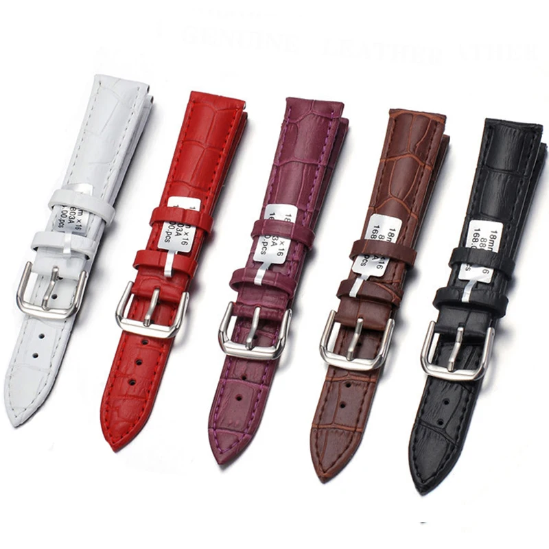 

Watchbands 12-24mm Genuine Leather Watch Pin Simple Buckle Belet Band Steel Buckle Strap 22mm watch band