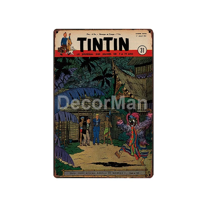 [DecorMan] TINTIN adventures мультфильм жестяная вывеска на заказ росписи картины Бар Декор LT-1828 - Цвет: sa-6362