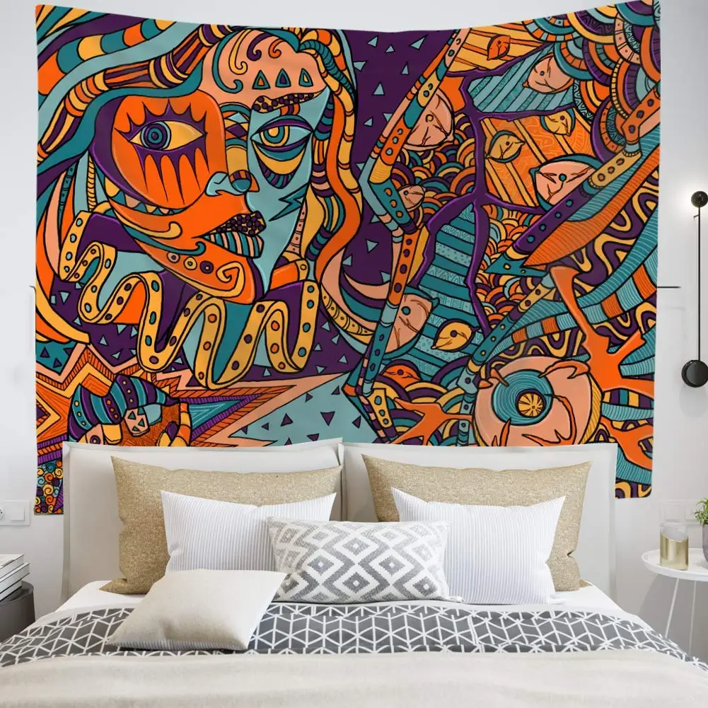 

Abstract Unusual Figure with Color and Form Details Hippie Retro Pattern Wall Hanging