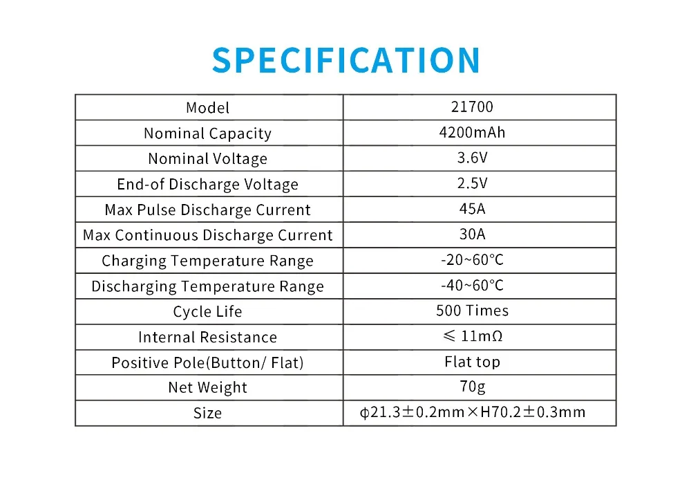 4 шт.,, Xtar, перезаряжаемая батарея INR 21700, батарея 4200 мА/ч, 3,7 в, батарея с высоким дренажем, макс. 45а, Импульсный разряд, плоский верх