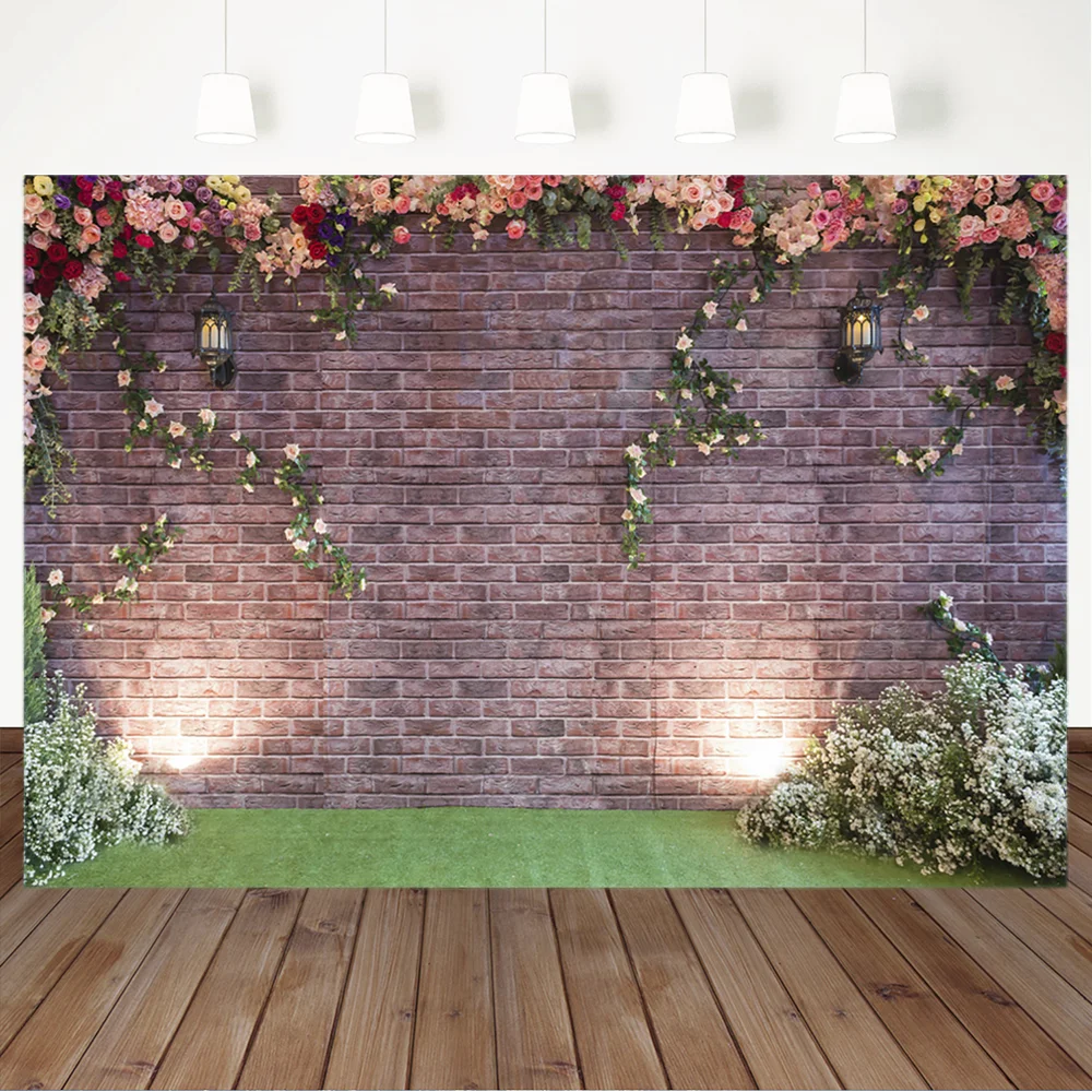 

NeoBack Brick Wall Photography Background Flower Shaped Wallet Seamless Backdrop Wedding Party Decoration Photo Studio Prop