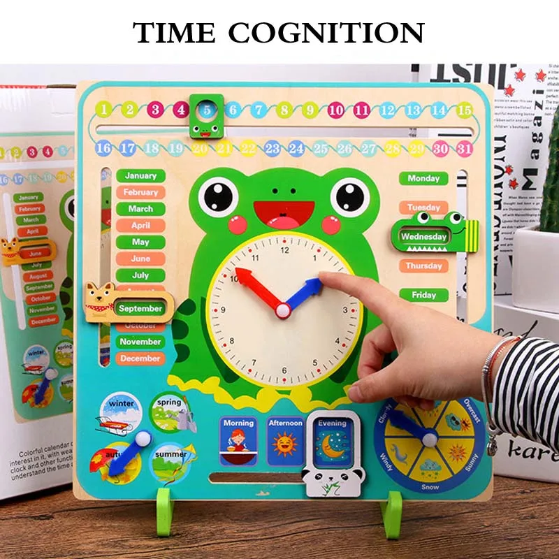 

Montessori Toys Baby Weather Season Calendar Clock Time Cognition Preschool Education Wooden Teaching Aids Toys For Children