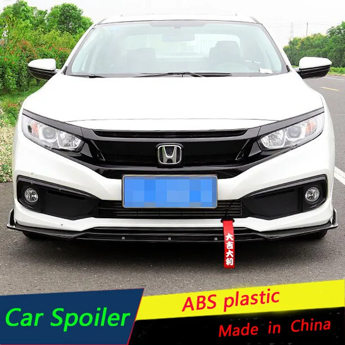 

For Honda Civic 2019 Front Bumper Diffuser Protector Fit 2019 New Civic Body kit bumper Front shovel lip rear spoiler ABS black
