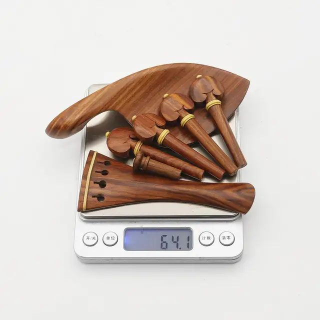 4/4 Violin Fiddle Accessories Tailpiece Tuning Pegs Endpin Chin Rest Set