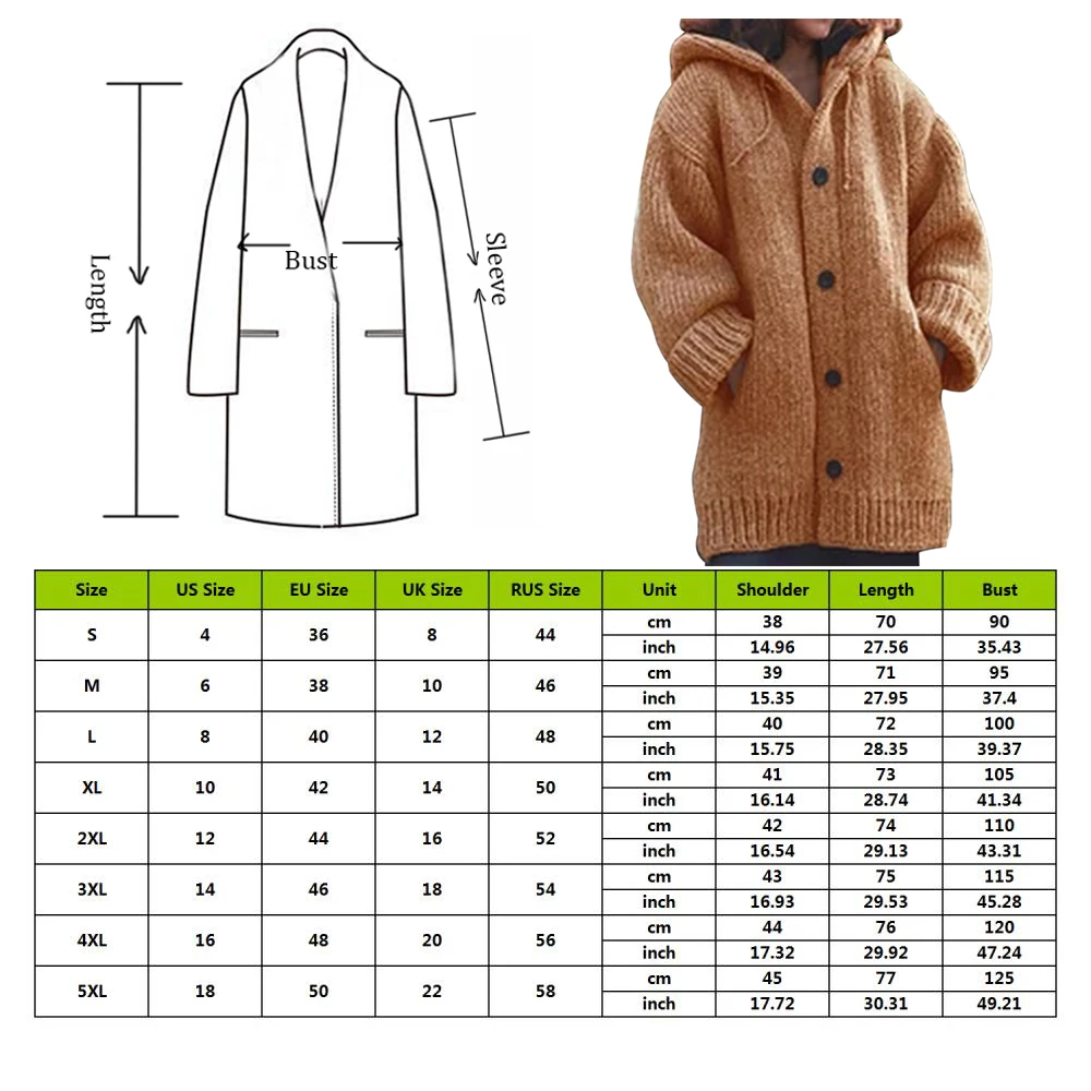 Кардиган однотонный длинный свитер с капюшоном Женский Осень Зима Женское пальто размера плюс 5XL Повседневный вязаный длинный свитер уличная одежда
