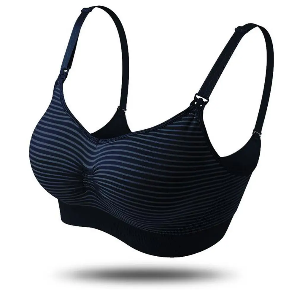 Pregnant Women Stripe Breastfeeding Bra Anti-sagging with Breast Pad