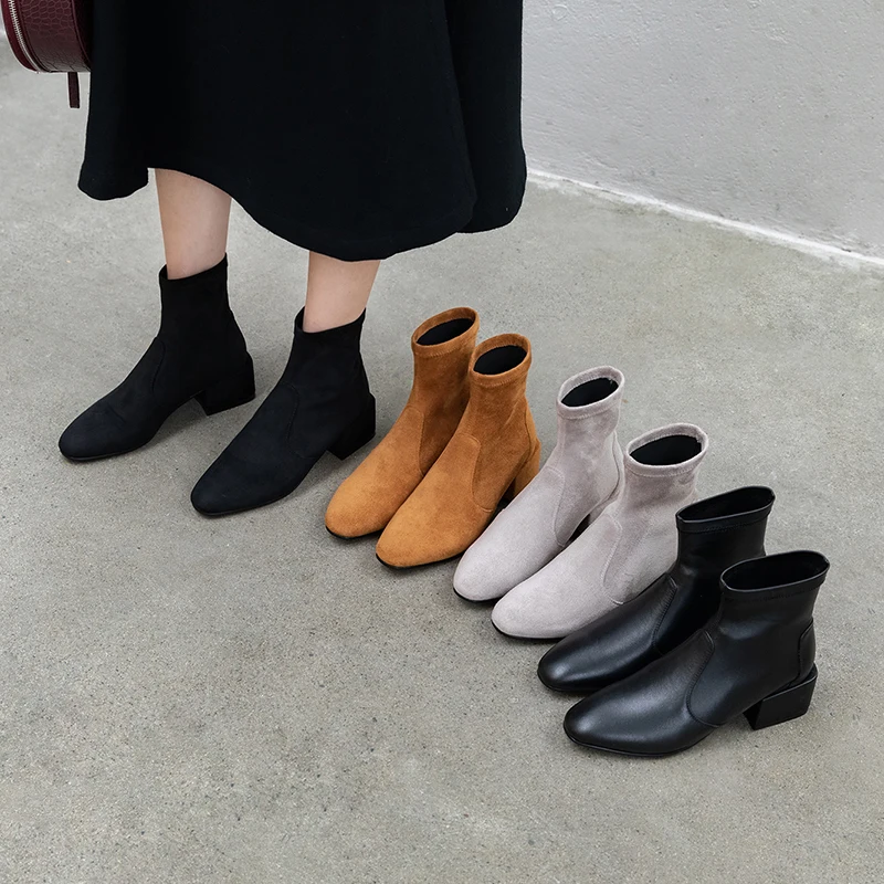 

Women ankle boots Suede elastic boots Spring and autumn Classic fashion wild boots Europe and America ankle boots for women