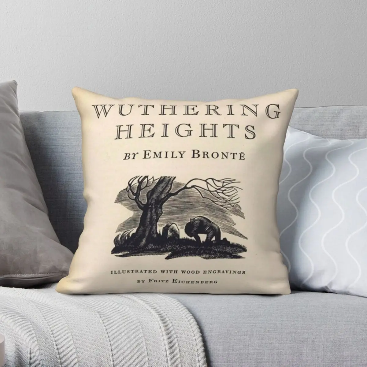 

Квадратный чехол Wuthering для подушки, полиэстеровый льняной бархатный чехол с узором на молнии, декоративная подушка, чехол размером 45x45