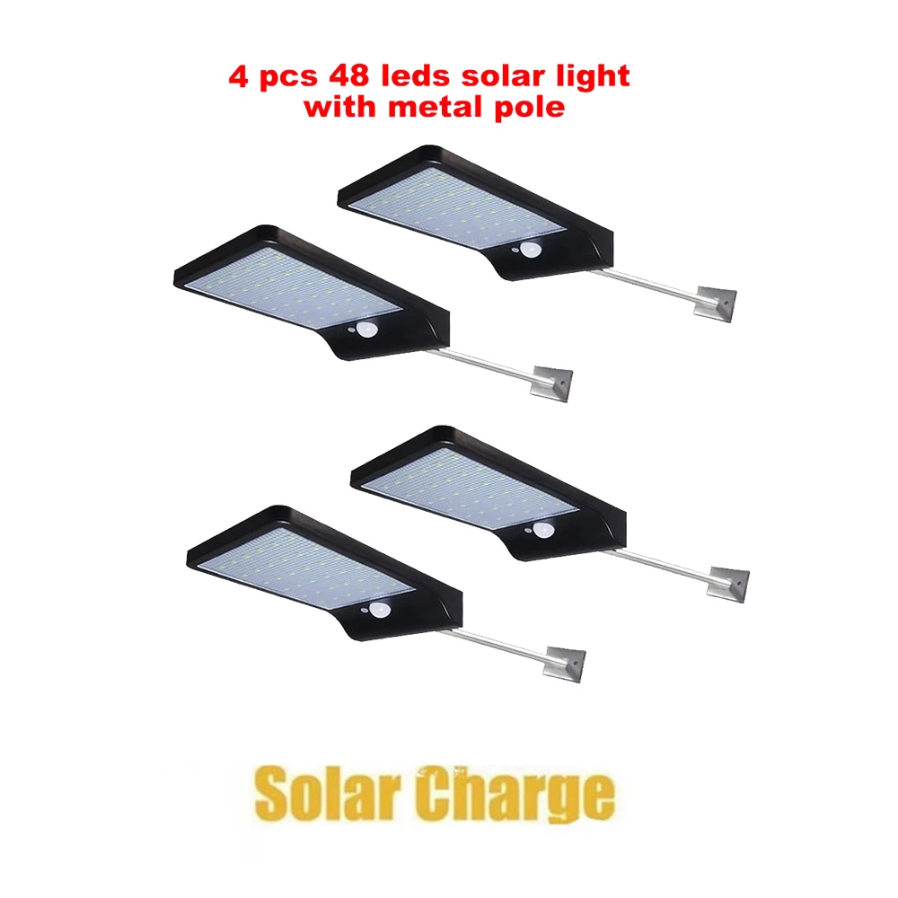 

2/4pcs 48 LED Solar Outdoor Wall Lamp Lighting Waterproof Body Motion Sensor Emergency Night Garden Pathway Bright Led Solar Lam