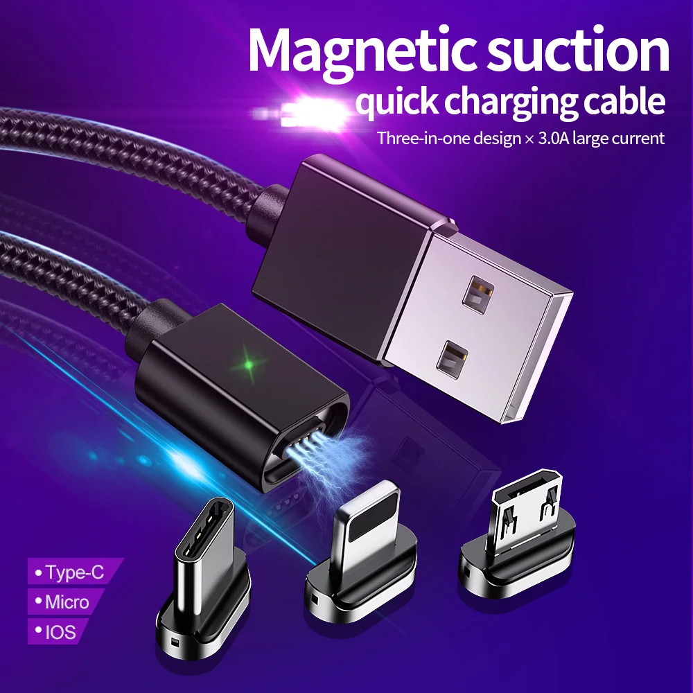 Udyr 2 м 1 Магнитный кабель Micro USB для iPhone Samsung быстрой зарядки и передачи данных