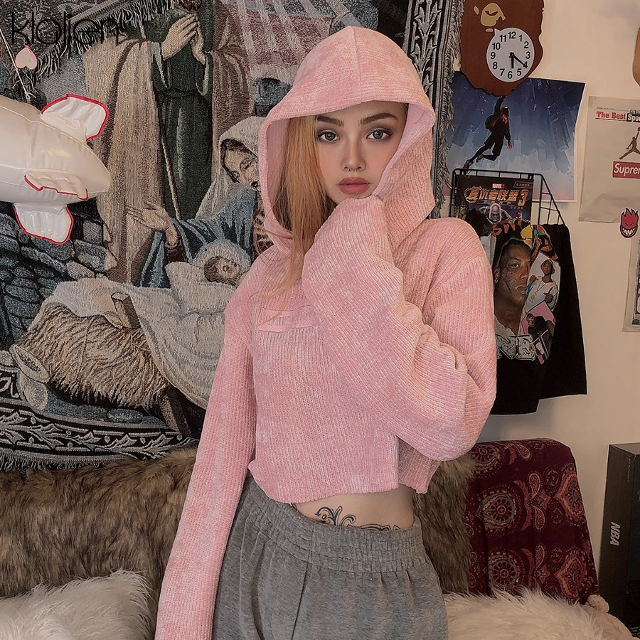 KLALIEN, модные толстовки Harajuku, Женская толстовка, пуловеры, новинка, осень, длинный рукав, розовые пуловеры, толстовки, женские топы mujer
