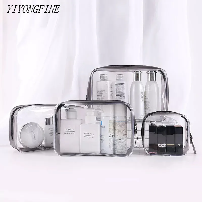 Cosmetic-Bag Storage Bath-Toiletry Beauty-Case Clear Travel Transparent Women Zipper