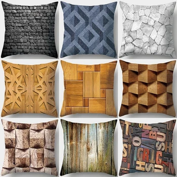 

Wood Stone Pattern Decorative Cushions Pillowcase Polyester Cushion Cover Throw Pillow Sofa Decoration Pillowcover 40962