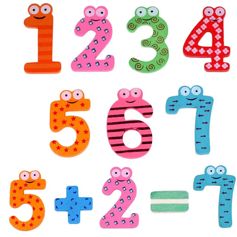 15pcs\set Baby Refrigerator Magnets Figure Stick Child Mathematics Educational Wooden Toys for Children Early Learning Toy