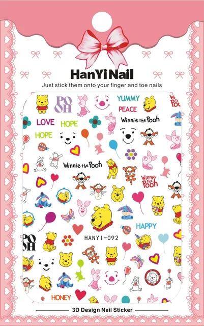 1PCS Disney Cartoon Anime Collection Star Design Nail Sticker Mickey Mouse Donald Duck Lion King Mermaid Stitch Nail Slider HANYI-092