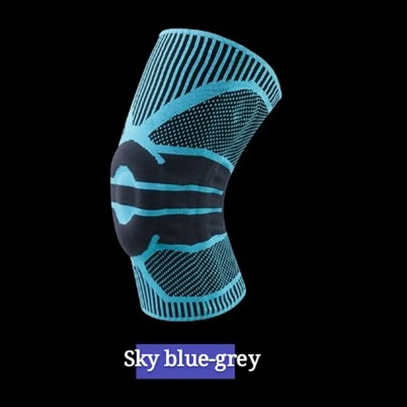 Sky blue-grey WANAYOU 1 шт. спортивный беговой баскетбольный наколенник, наколенник, противоскользящий бинт под давлением, нейлоновый фитнес наколенник - Цвет: Sky blue-grey