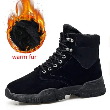 

Nice High Quality Suede Men Boots Martin Boots Shoes High Top Motorcycle Autumn Winter Shoes Man Warm Fur Snow Boots