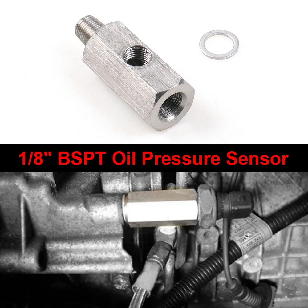 Tee Gauge Adapter-Turbo Pressure-Sensor Stainless-Steel NPT Feed-Line Bspt-Oil To 1/8