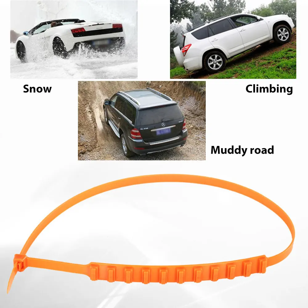 

Durable Snow Tire Belt Accessories Winter Driving Orange Plastic Thickened Buckle Snow Chain Anti-Skid Chains Universal