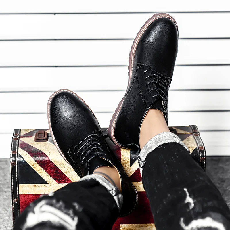 Брендовые зимние мужские ботинки; кожаные теплые мужские зимние ботинки; мужские ботинки на платформе; кроссовки; мужские рабочие ботинки в стиле ретро