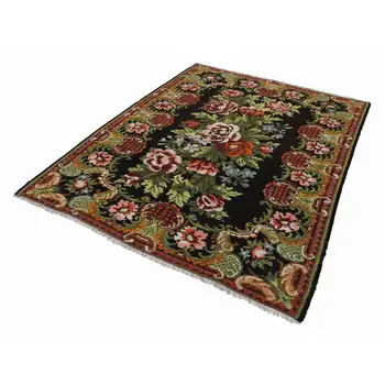 

192x246 Cm Black Handmade Vintage Moldovan Rugs Rug-6x8 Ft