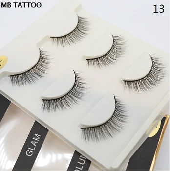 

MB 3 Pairs New Soft Natural Long Cross Fake Eye Lashes Handmade Thick 3d Mink False Eyelashes Extension Beauty Makeup