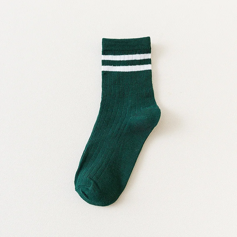 Cute Korean version of the two bars Japanese striped cotton socks INS trend school socks spring and autumn sports elastic socks adidas socks women Women's Socks