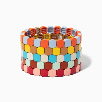 

Rainbow Bracelet For Women Enamel Tile Bracelets Stackable Pulsera 2020 Colorful Boho Chic Summer Fashion Diy Jewelry 19