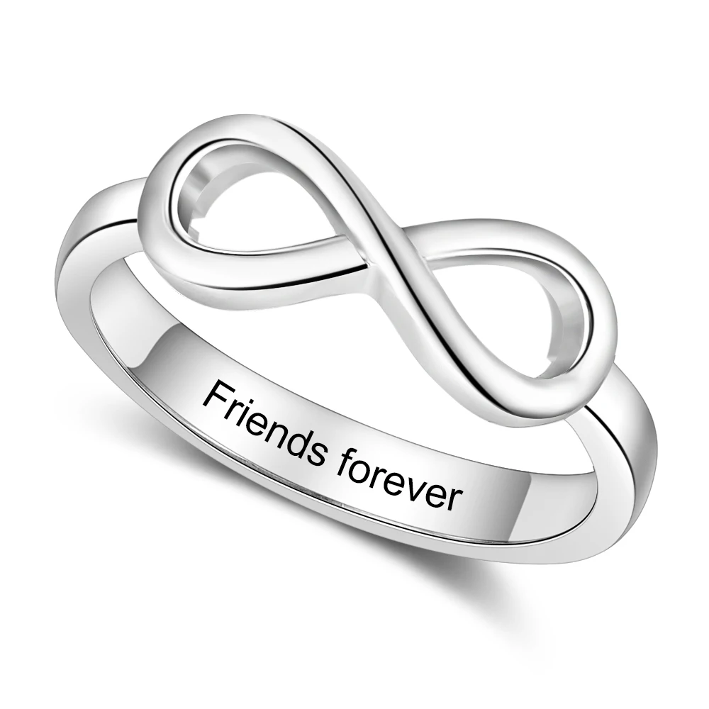 Personalized Silver Color Infinity Rings for Women Engraving Promise Rings Engagement Wedding Eternity Ring (RI103716)