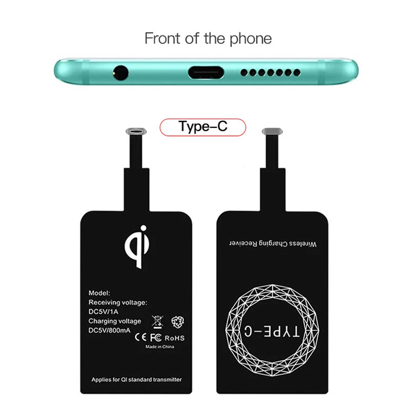 For iPhone Type C Micro USB A USB B Qi Wireless Charging Kit Connector Transmitter Charger Adapter Receptor Receiver Pad Coil
	Fast Qi Wireless Charger Receiver For iPhone 6 7 Plus Universal Charging Receiver Adapter Pad Coil For Micro USB Type-C Phone wireless phone charger Wireless Chargers