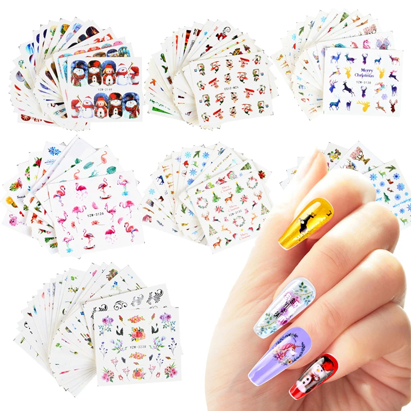 

1 Set Colorful Winter Christmas Slider Nail Decals Nail Art Sticker DIY Water Tattoo Manicure Wraps Accessory