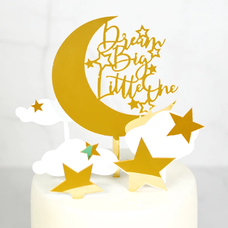 Cakelove 1 комплект желтая луна звезды капля дождя Торт Топперы день рождения десерт