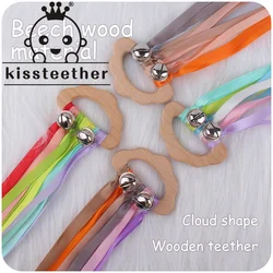 Kissteether New Baby Rainbow Ribbon Beech Wood Cloud Rattle Modeling Newborn Early Education Toys Montessori Color Plaything