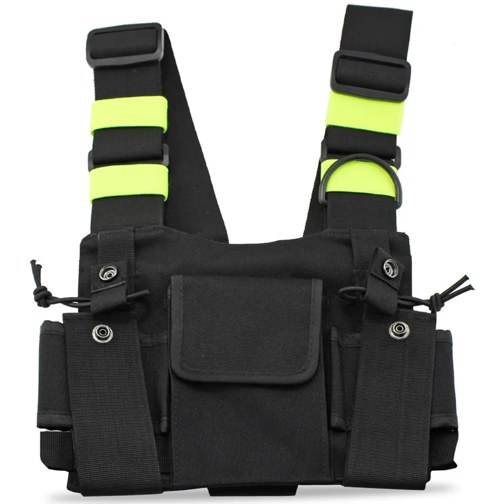 Heavy Duty Work Tool belt Suspender Work tool bag Adjustable black chest Rig Bag with reflective strips tactical vest